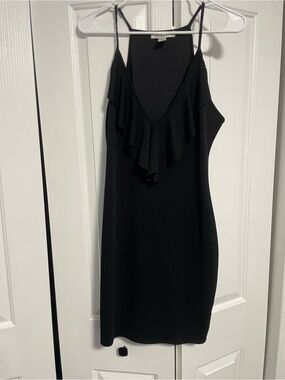 Streetwear Society Black Ruffle V-Neck Mini Dress